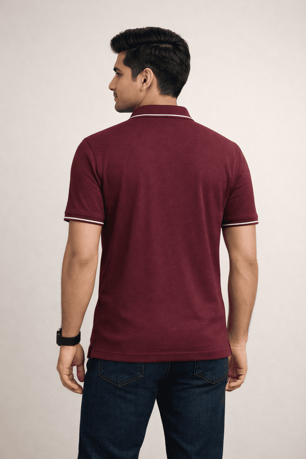 Maroon Bubble Tex Jersey 100% Cotton Men’s Knit Polo-shirt