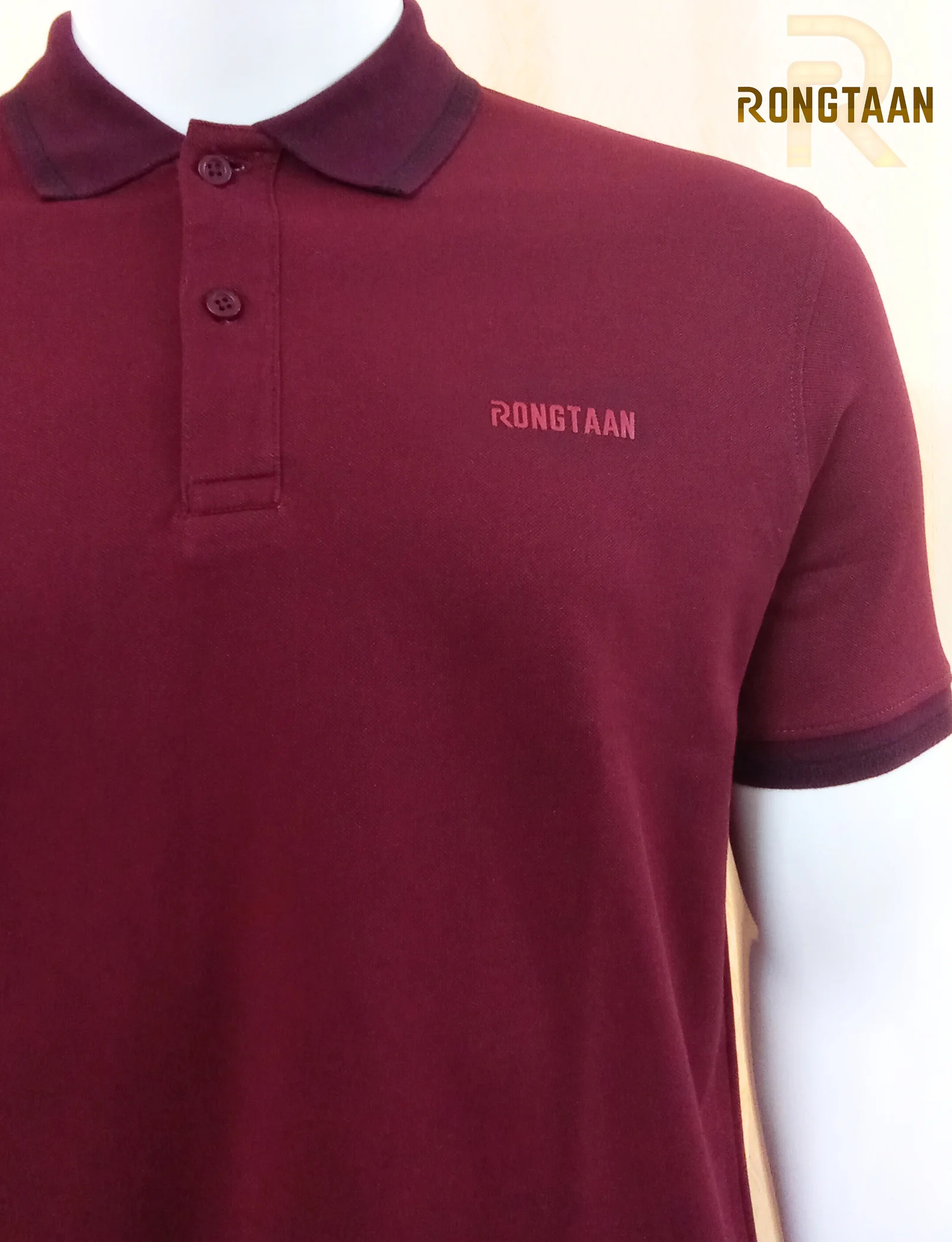 Burgundy With Merun Accents Double Lacoste Screen print (55% Cotton 45% Polyester) Men’s Knit Polo Shirt