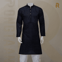 Midnight Black Digital Print Premium Cotton Panjabi for Men