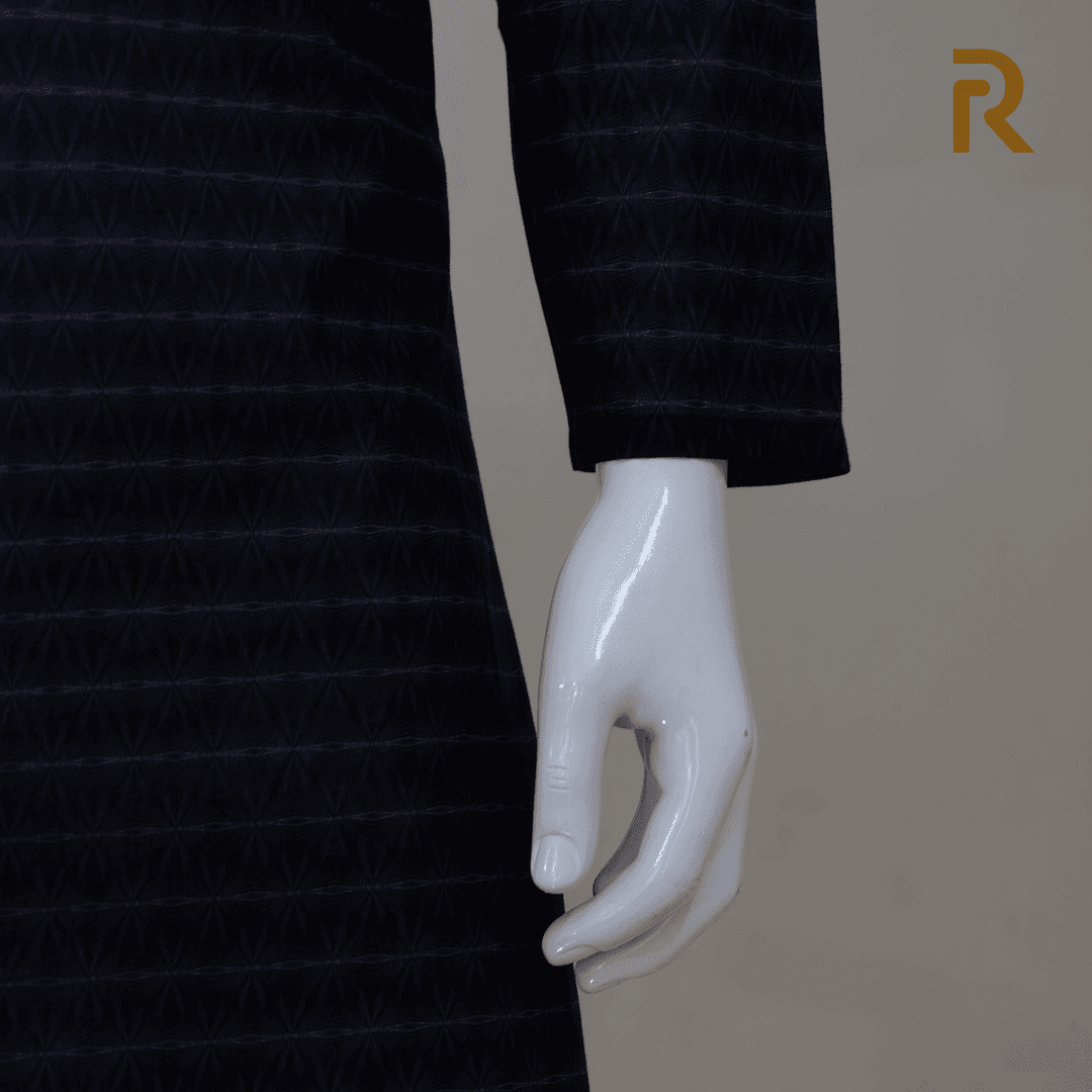 Midnight Black Digital Print Premium Cotton Panjabi for Men