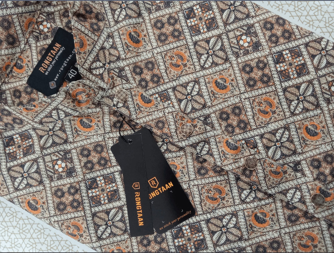Multicolored Pattern Design Cotton-Poly Slim Fit Panjabi for Men