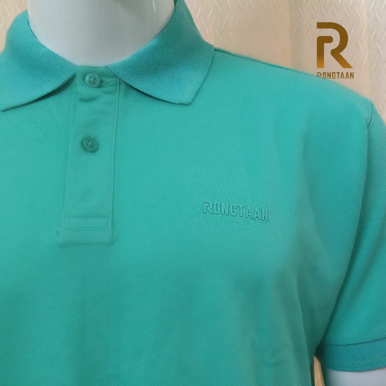 Turquoise with Tiffany Blue accents Double Lacoste Screen print (55% Cotton 45% Polyester) Men’s Knit Polo Shirt