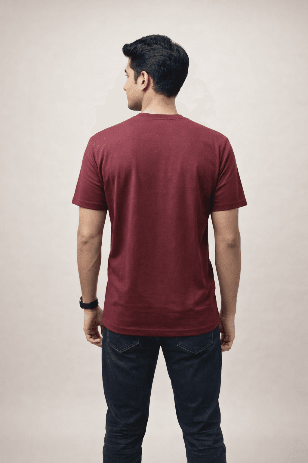Light Maroon Screen Print 100% Cotton Men’s Knit T-shirt