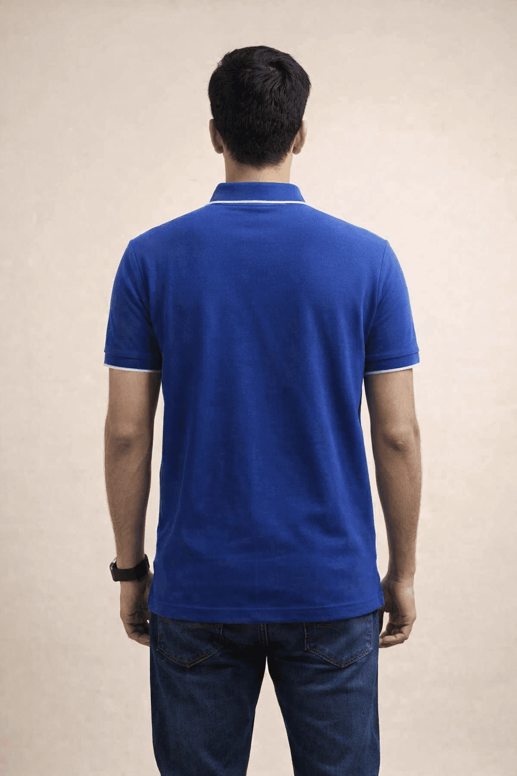 Royal Blue Double pique Screen print 100% Cotton Men’s Knit Polo-shirt
