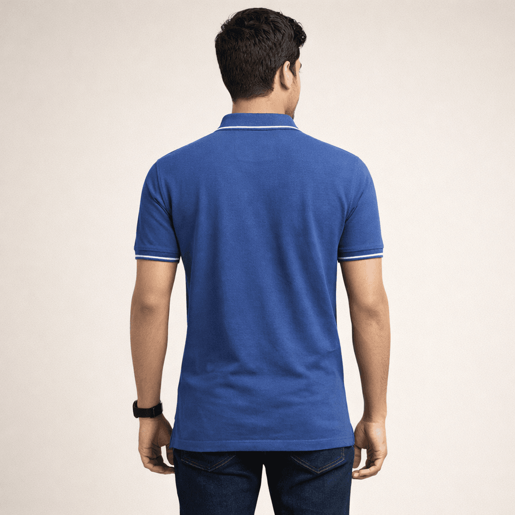 Blue Bubble Tex Jersey 100% Cotton Men’s Knit Polo-shirt