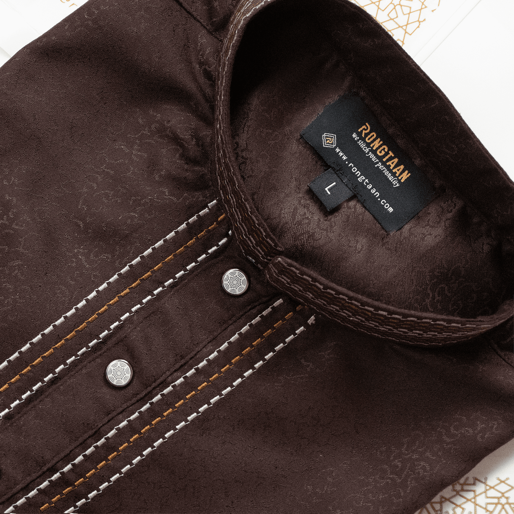Premium Chocolate Jacquard Embroidery Cotton Panjabi
