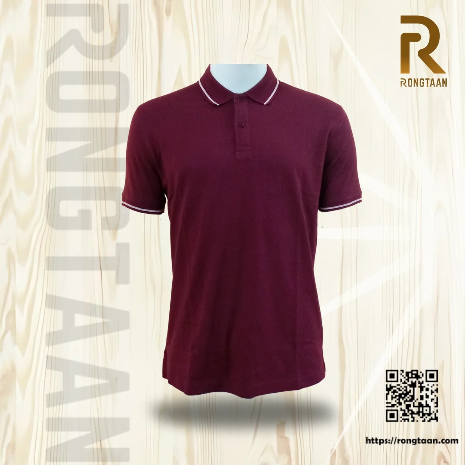 Maroon Bubble Tex Jersey 100% Cotton Men’s Knit Polo-shirt