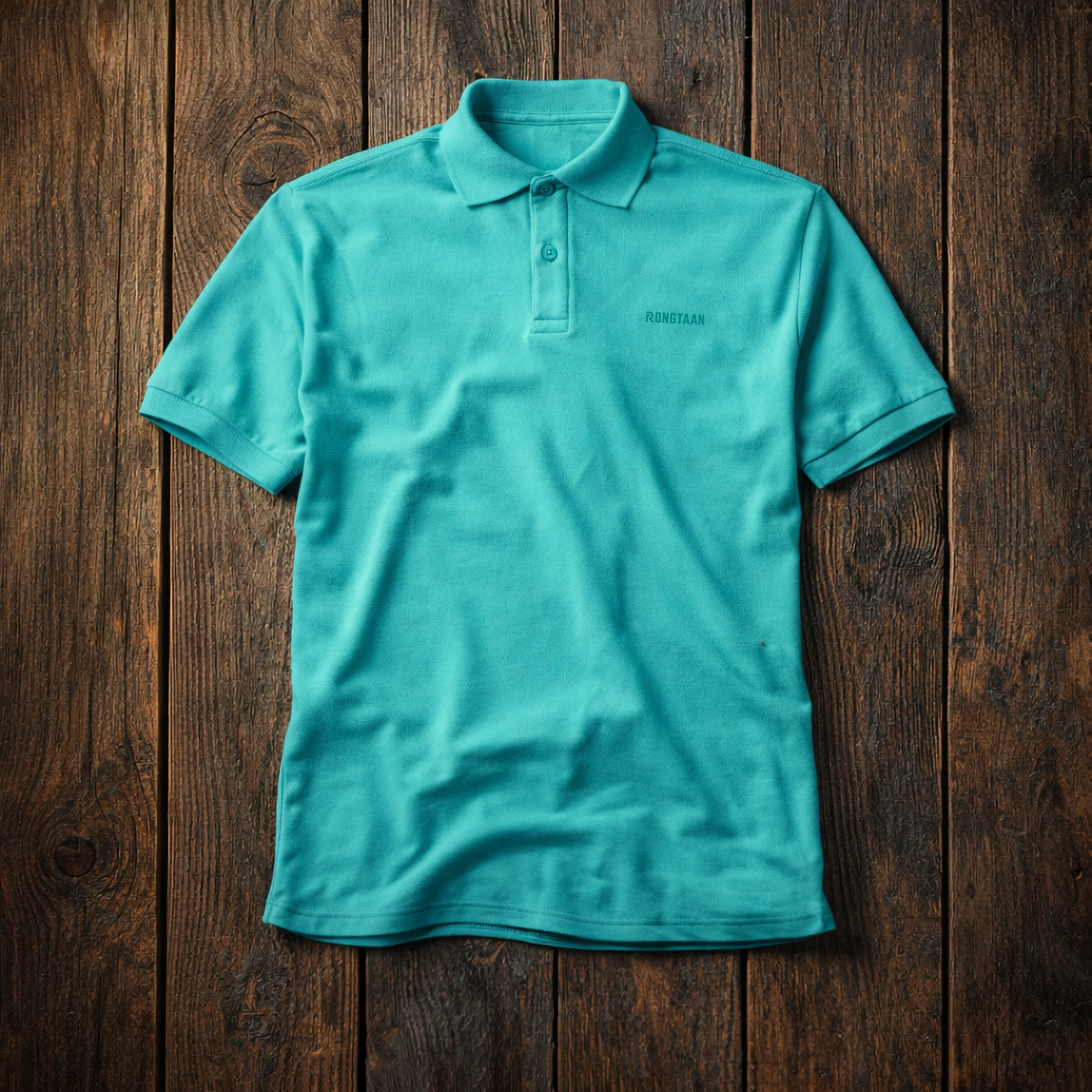 Turquoise with Tiffany Blue accents Double Lacoste Screen print (55% Cotton 45% Polyester) Men’s Knit Polo Shirt