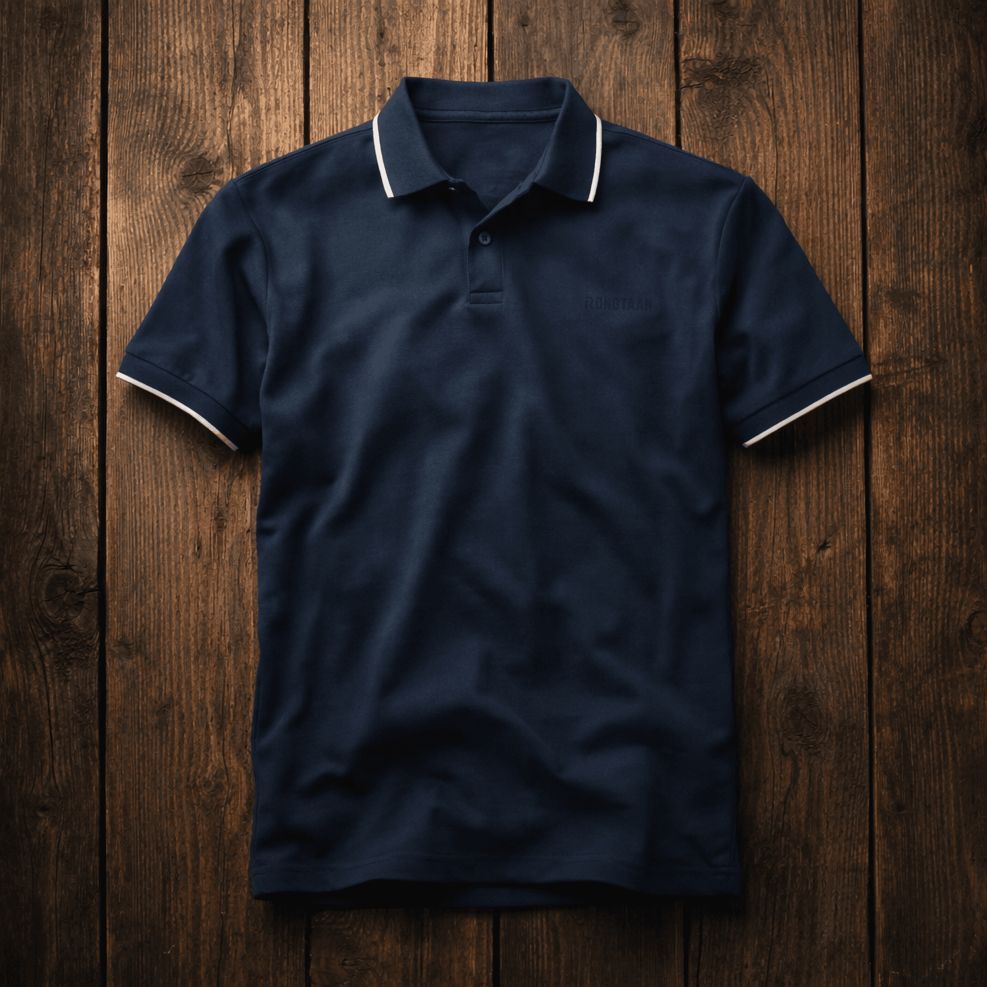 Mid night blue Double pique Screen print 100% Cotton Men’s Knit Polo-shirt