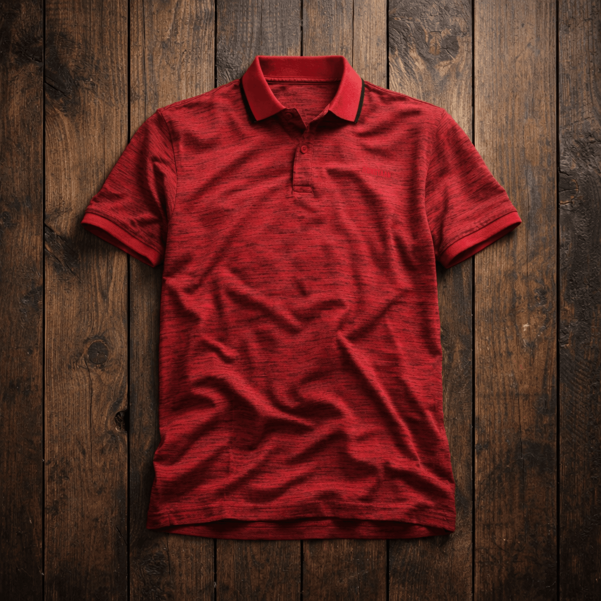 Red Inject Slub Jersey Screen print 90% Cotton-10% Polyester Inject Men’s Knit Polo-shirt