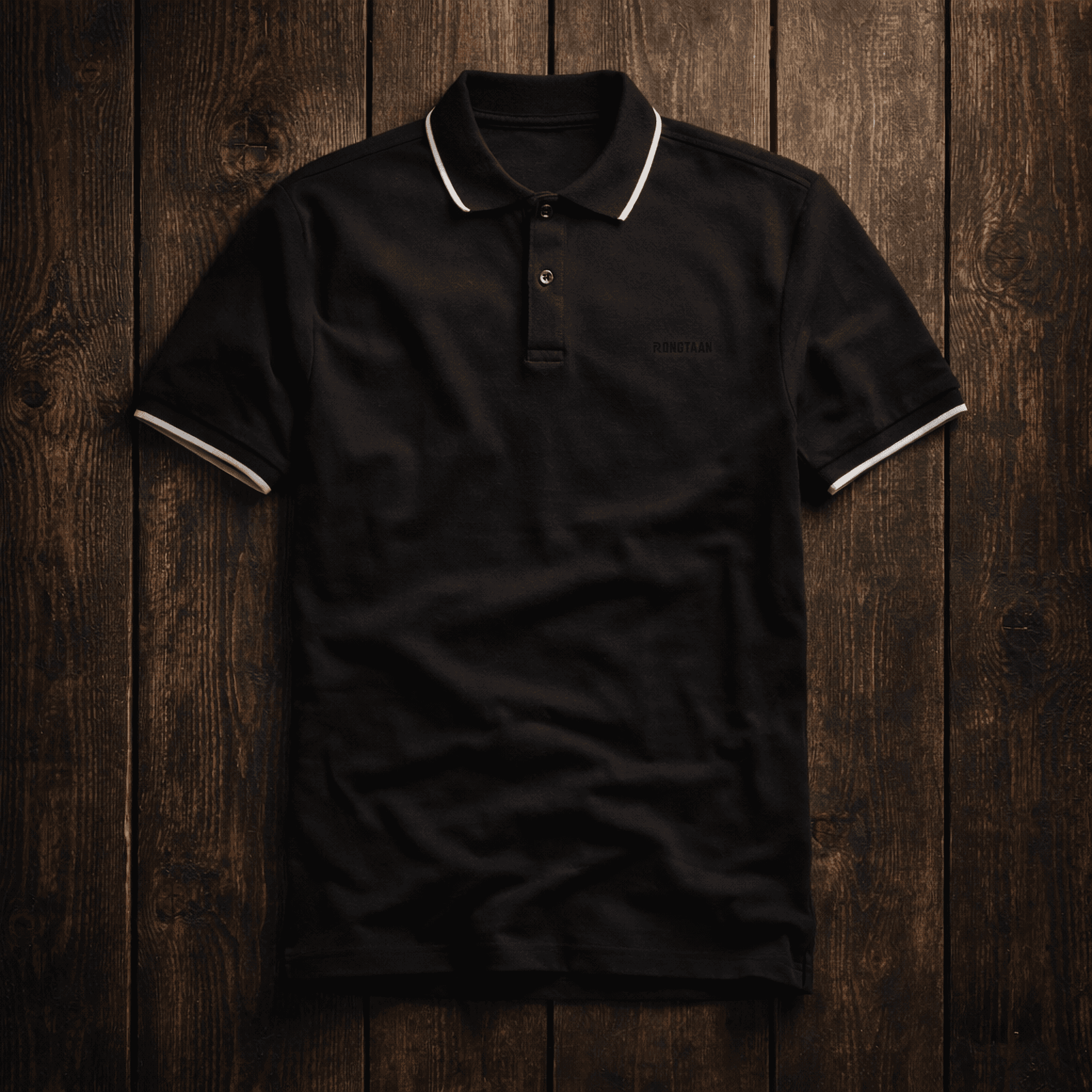 Black Double pique Screen print 100% Cotton Men’s Knit Polo-shirt