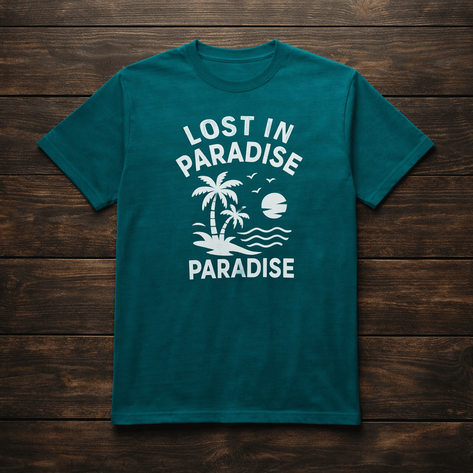 Turquoise Slub Jersey & Solid stripe Screen print 100% Cotton Men’s Knit T-shirt
