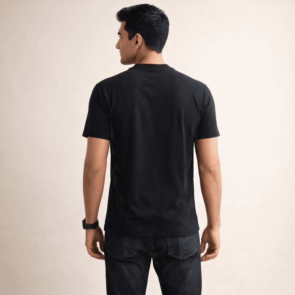 Jet Black Screen Print 100% Cotton Men’s Knit T-shirt