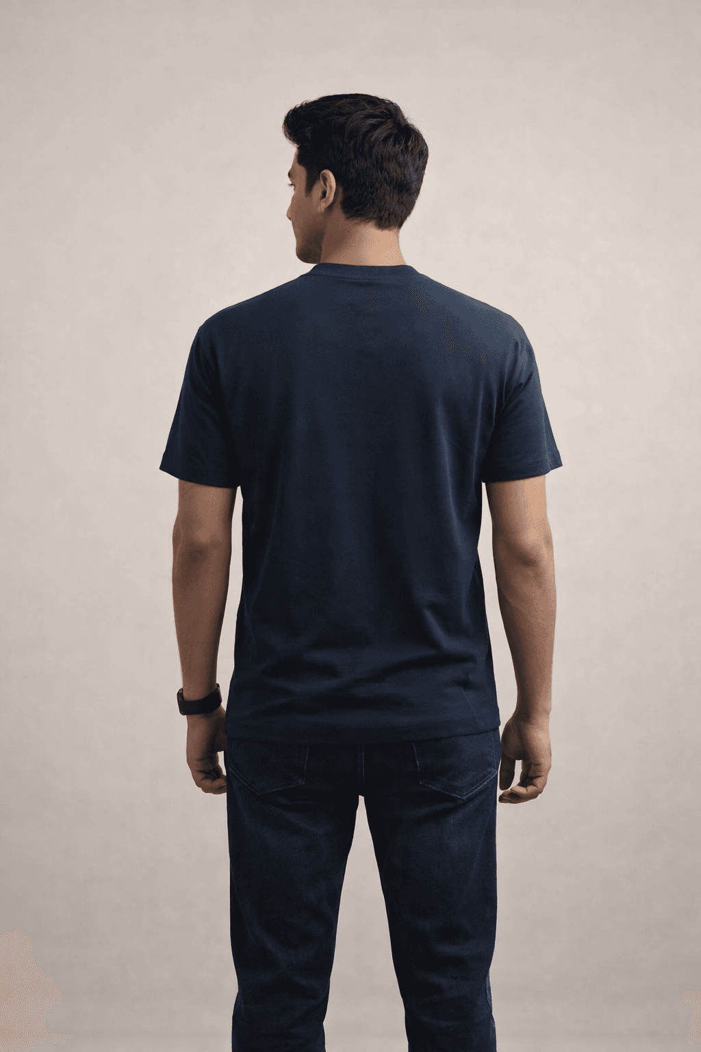 Navy-“Never Give Up”- Screen print 100% Cotton Men’s Knit T-shirt