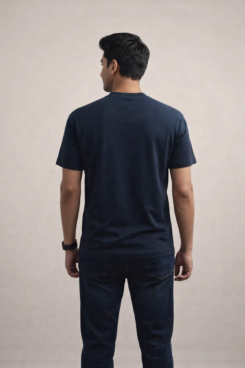 Vintage Navy-“Rongtaan”-Screen print 100% Cotton Men’s Knit t-shirt