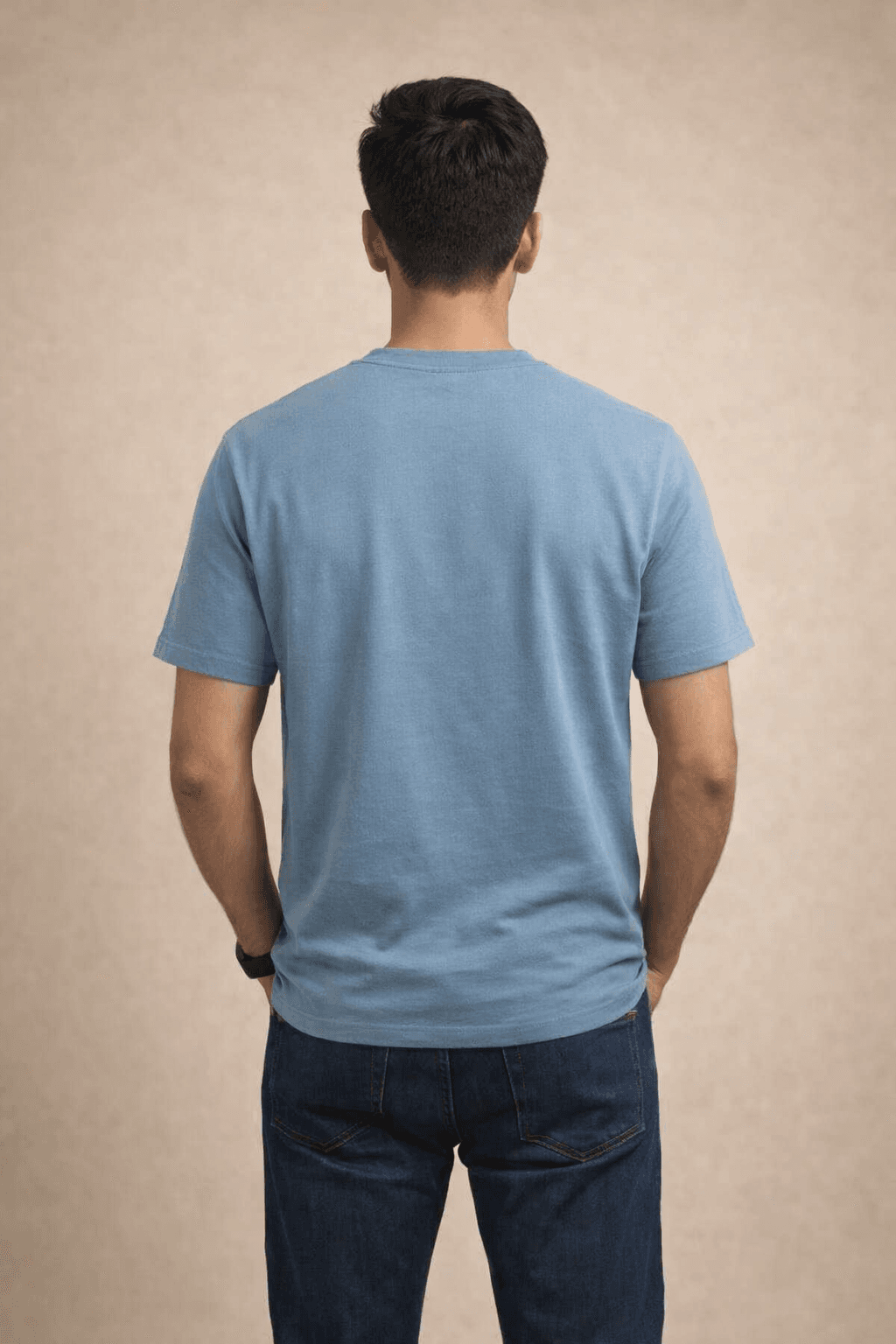Sky Blue Bubble Tex Jersey 100% Cotton Men’s Knit T-Shirt
