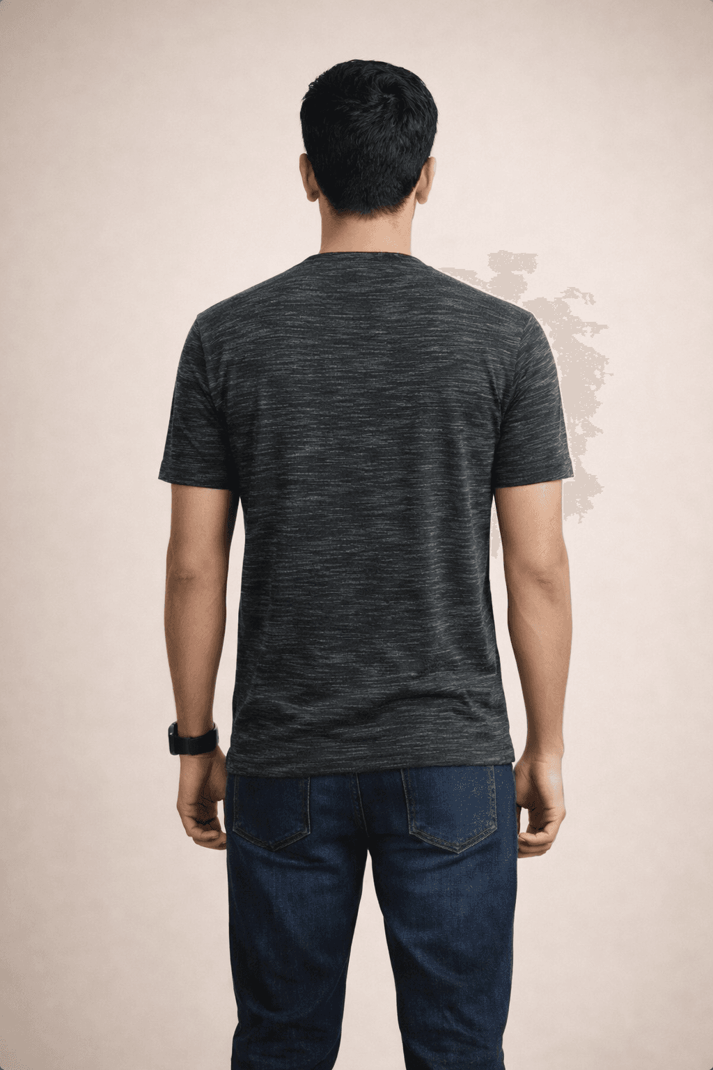 Ashy Black Inject Slub Jersey Screen print 90% Cotton-10% Polyester Inject Men’s Knit T-shirt