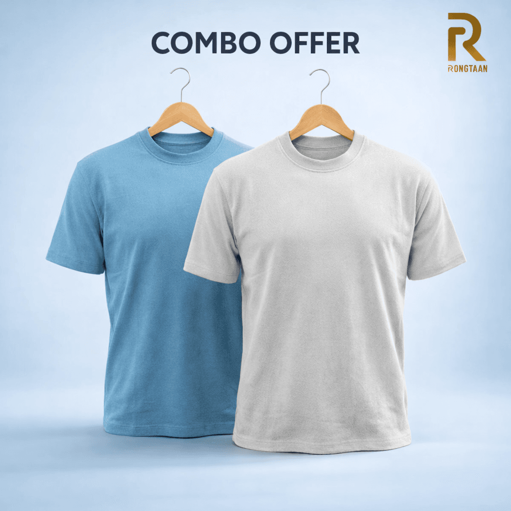 Combo Blue Bubble Tex Jersey 100% Cotton Men’s Knit T-Shirt (Combo 8)