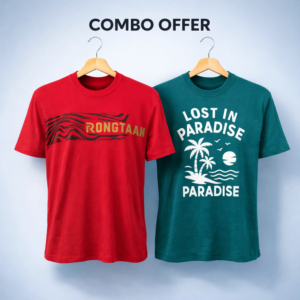 Combo Slub Jersey & Solid Stripe Screen Print 100% Cotton Men’s Knit T-shirt (Combo 10)