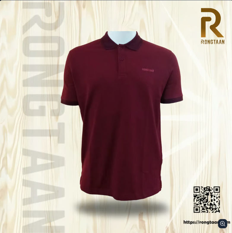 Burgundy With Merun Accents Double Lacoste Screen print (55% Cotton 45% Polyester) Men’s Knit Polo Shirt