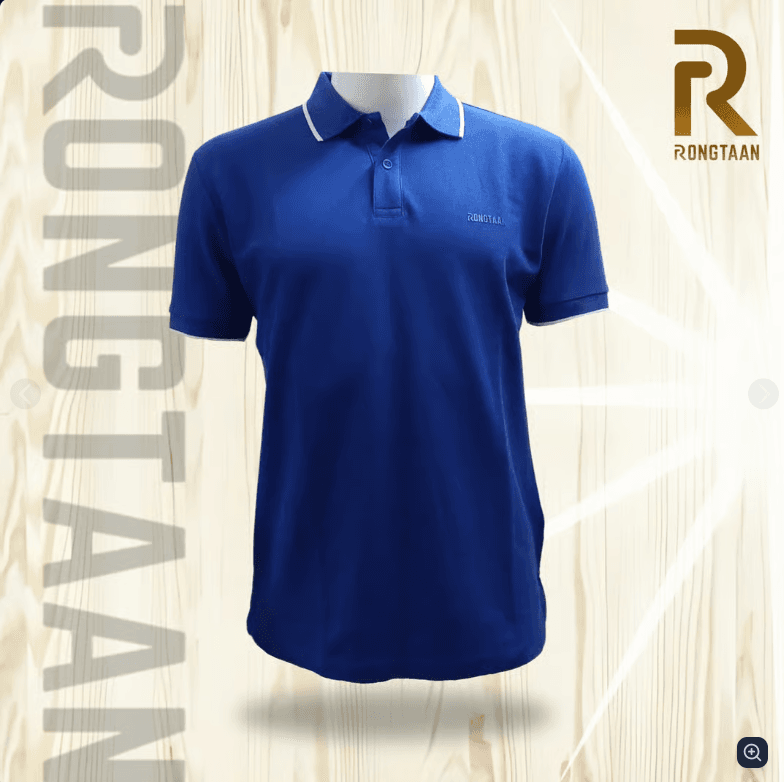 Royal Blue Double pique Screen print 100% Cotton Men’s Knit Polo-shirt