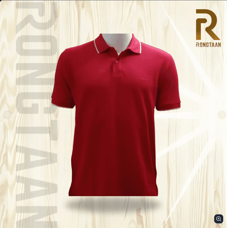 Crimson Red Double pique Screen print 100% Cotton Men’s Knit Polo-shirt