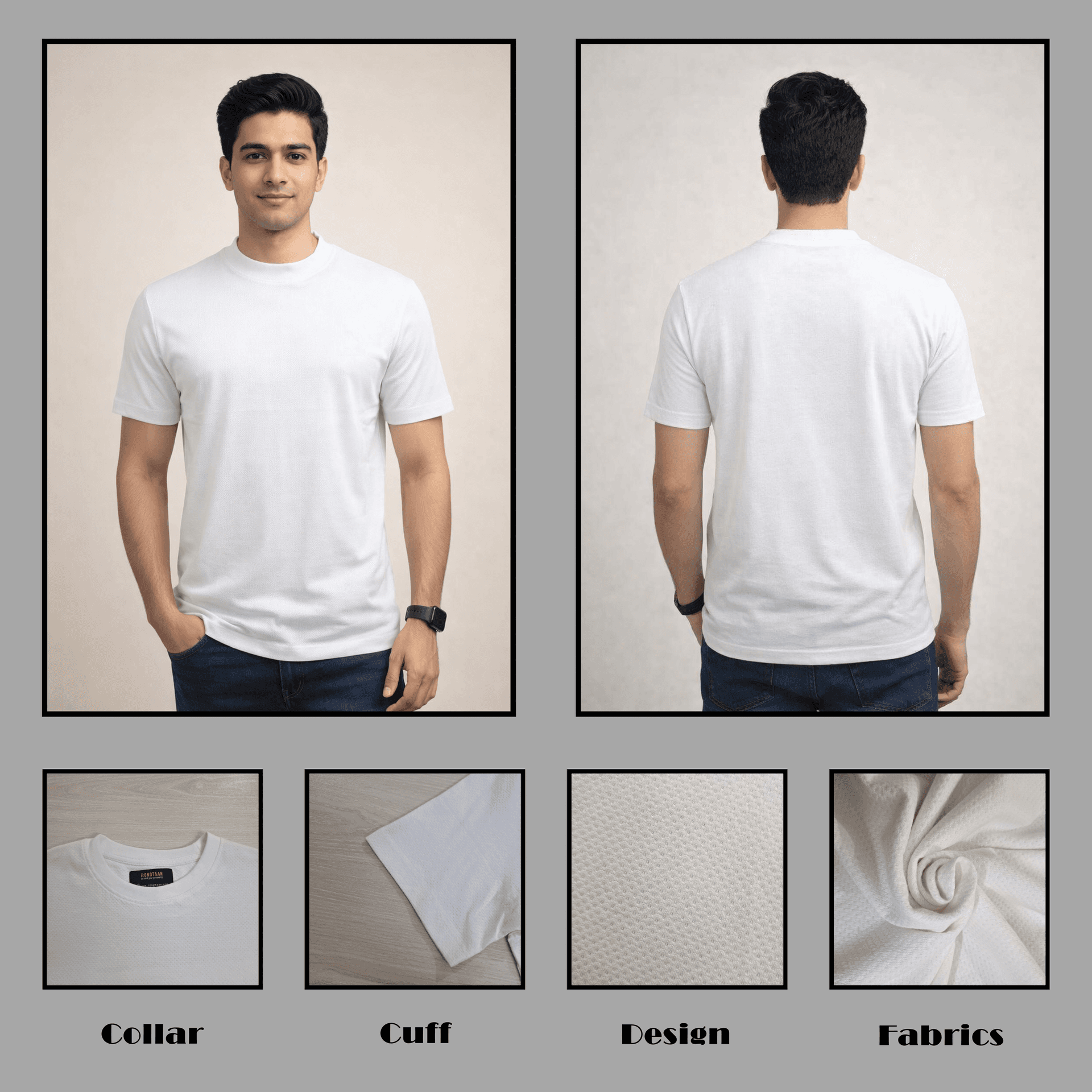 White Bubble Tex Jersey 100% Cotton Men’s Knit T-Shirt