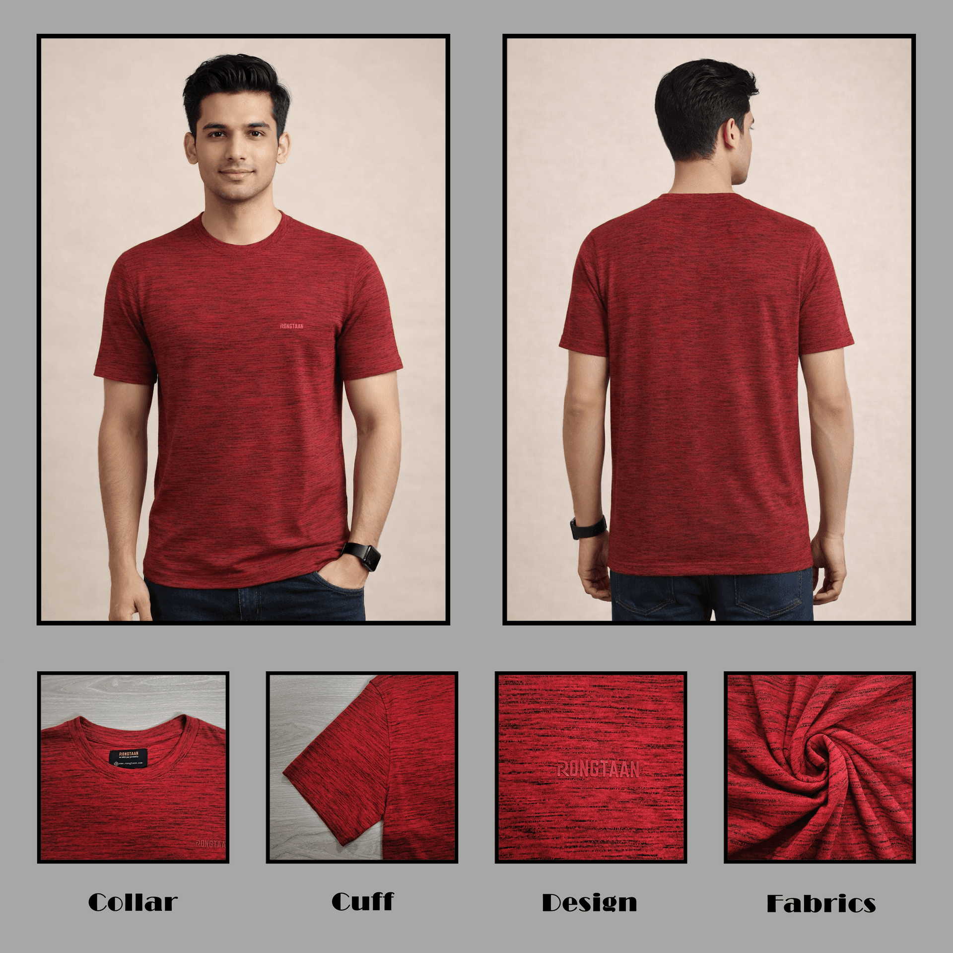 Red Inject Slub Jersey Screen print 90% Cotton-10% Polyester Inject Men’s Knit T-shirt