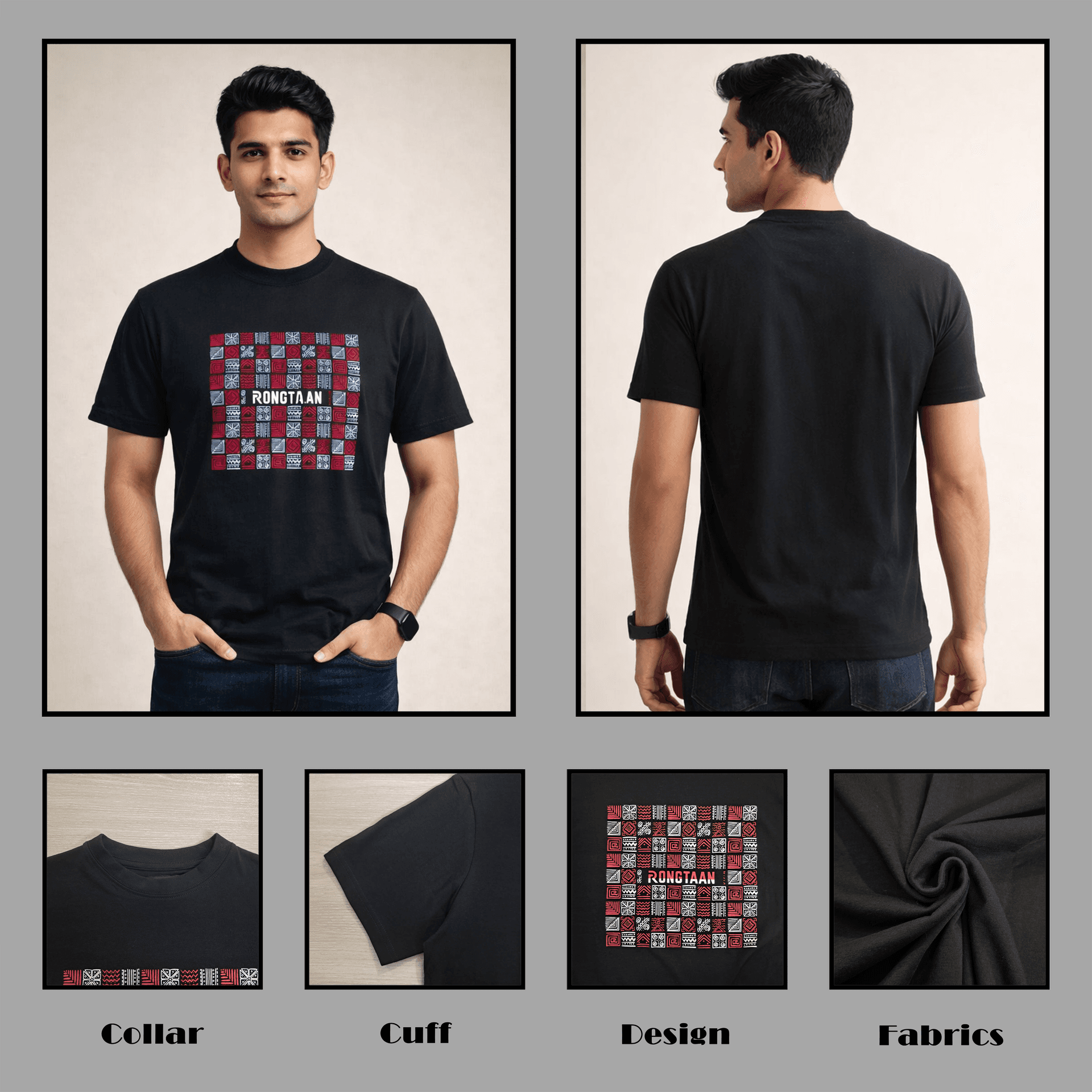 Jet Black Screen Print 100% Cotton Men’s Knit T-shirt