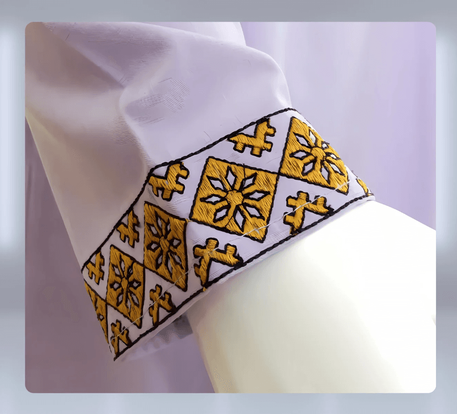 Levender Glossy and Embroidered Cotton-Viscose Slim Fit Panjabi for Men