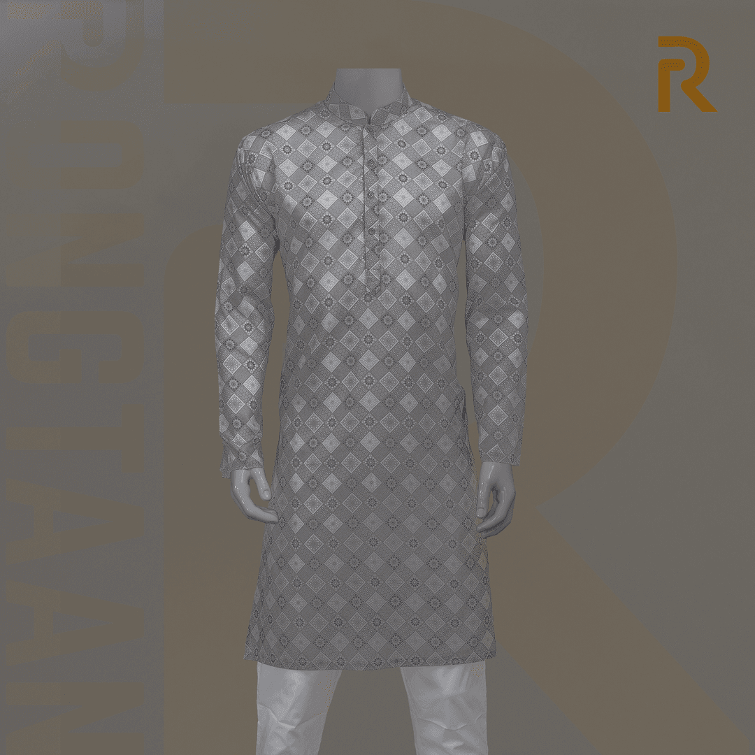 Platinum Geometry Digital Print Premium Men's Cotton Panjabi For Men