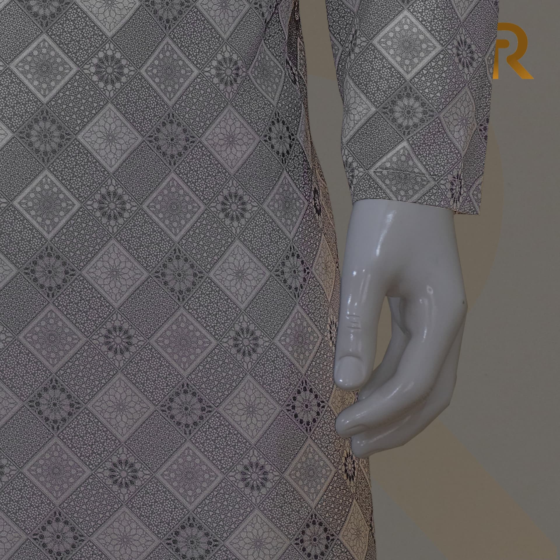 Platinum Geometry Digital Print Premium Men's Cotton Panjabi For Men