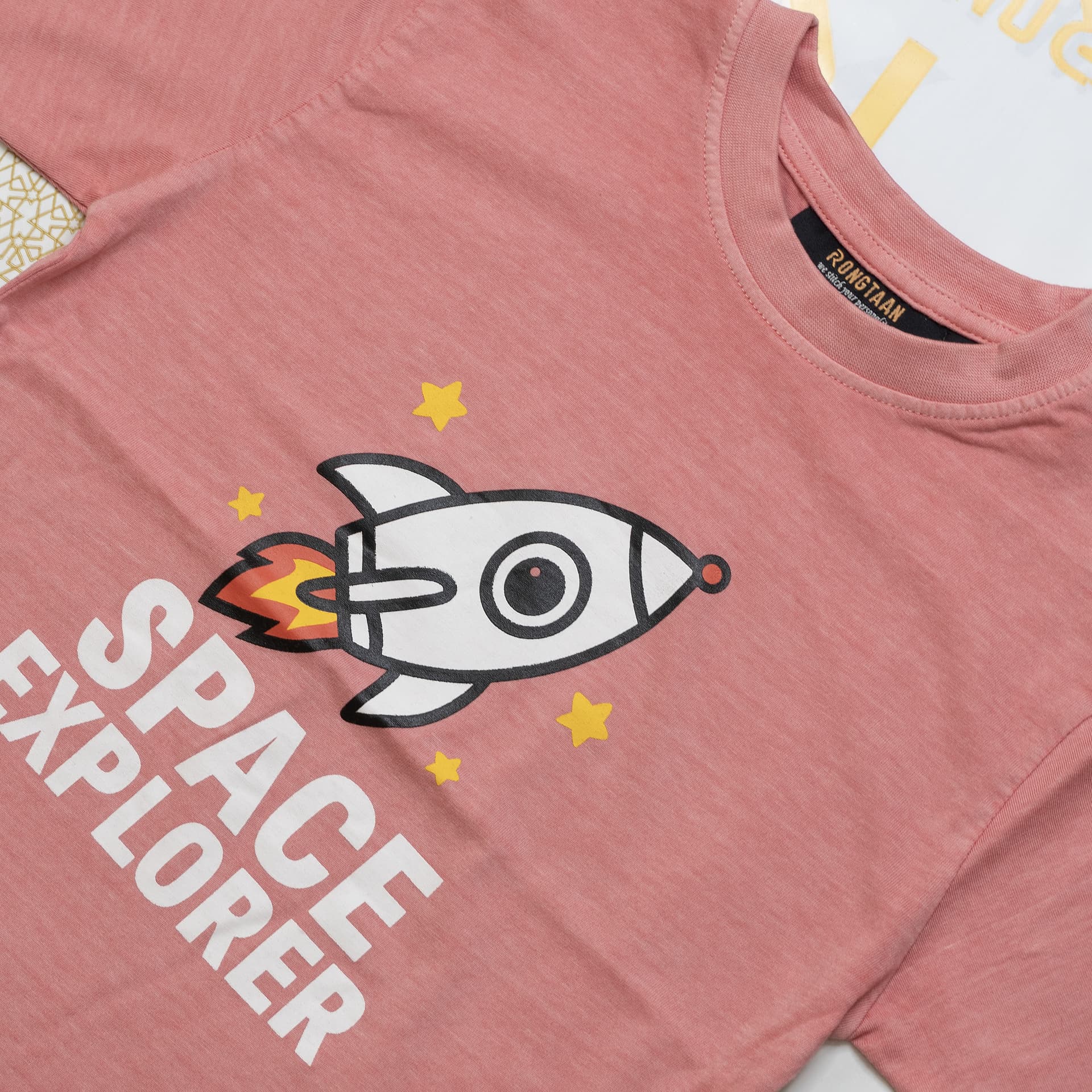 Kids Pink T-Shirt – 100% Slub Cotton Jersey with Rubber Print