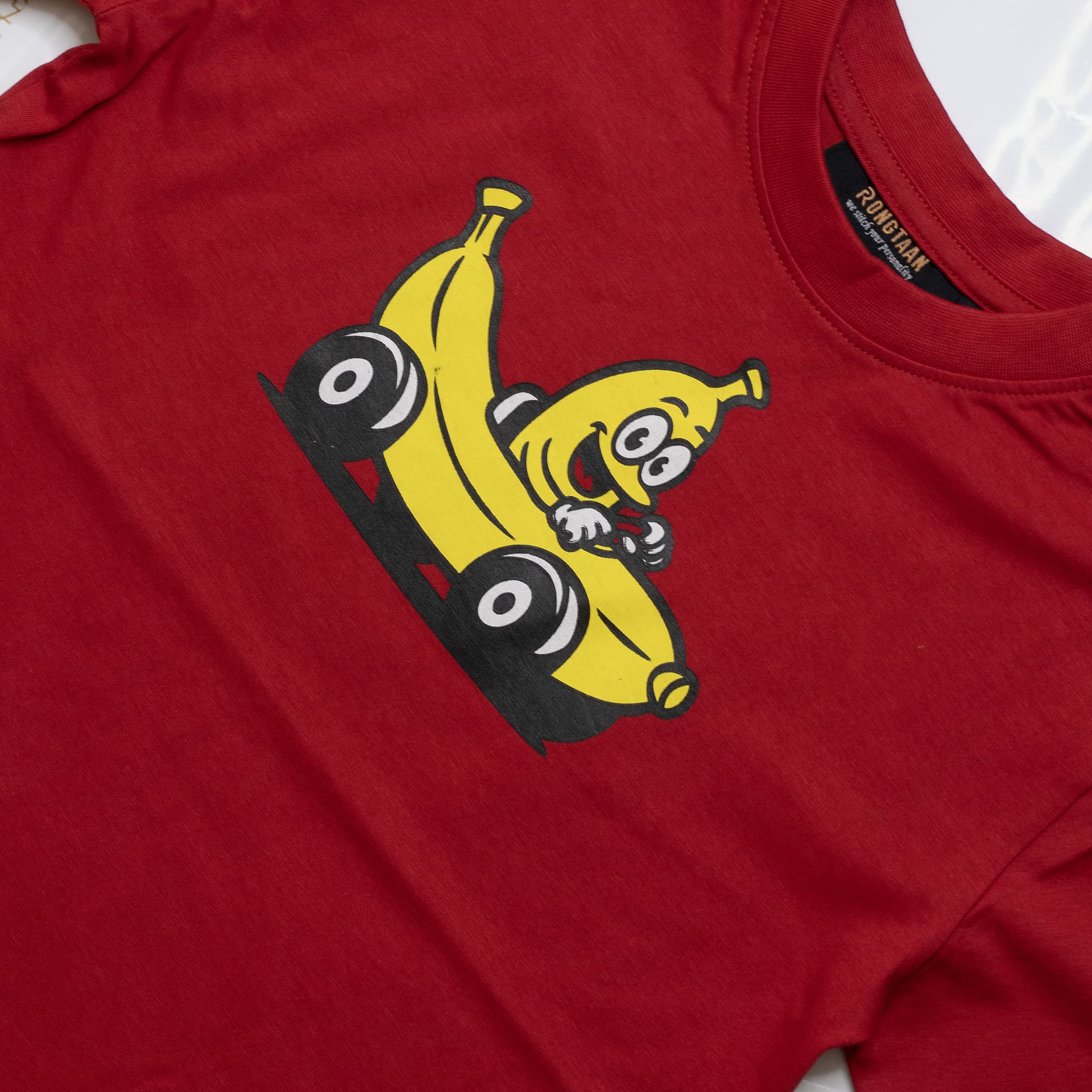 Kids Red T-Shirt – 100% Slub Cotton Jersey with Rubber Print