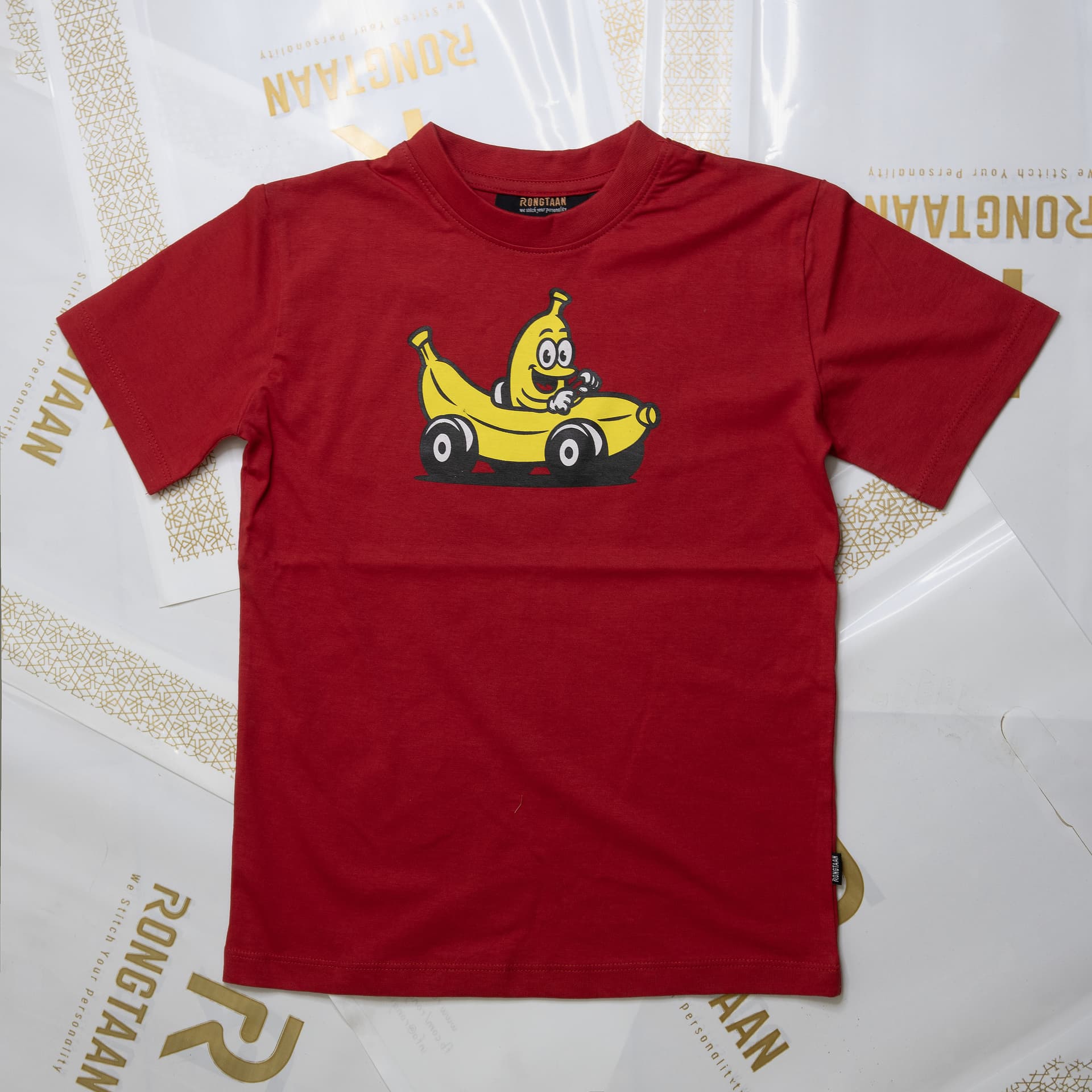 Kids Red T-Shirt – 100% Slub Cotton Jersey with Rubber Print